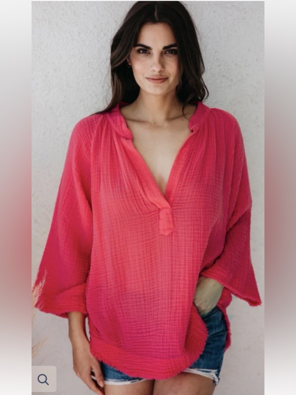 NWT 9 Seed Top Women's Size P/S Marrakesh Dashiki Shirt Gauze Cotton Boho Pink